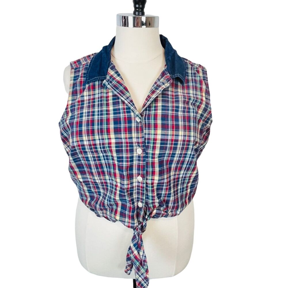 Plaid Cowgirl Top Western Retro 90s Tie Waist Rodeo Cute Girl Summer Style 20W